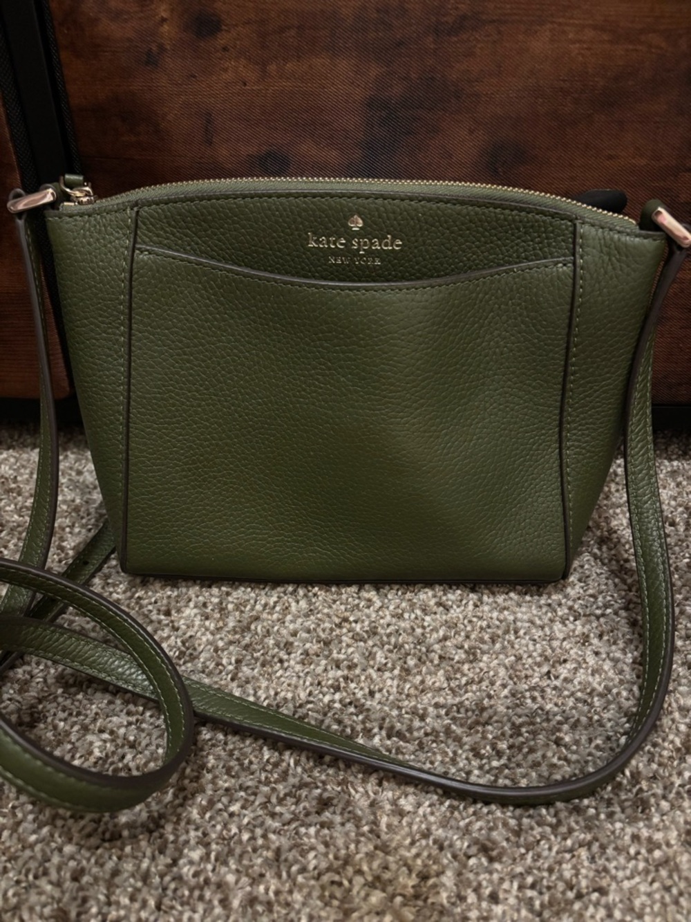 kate spade Olive Green Pebbled Leather Crossbody